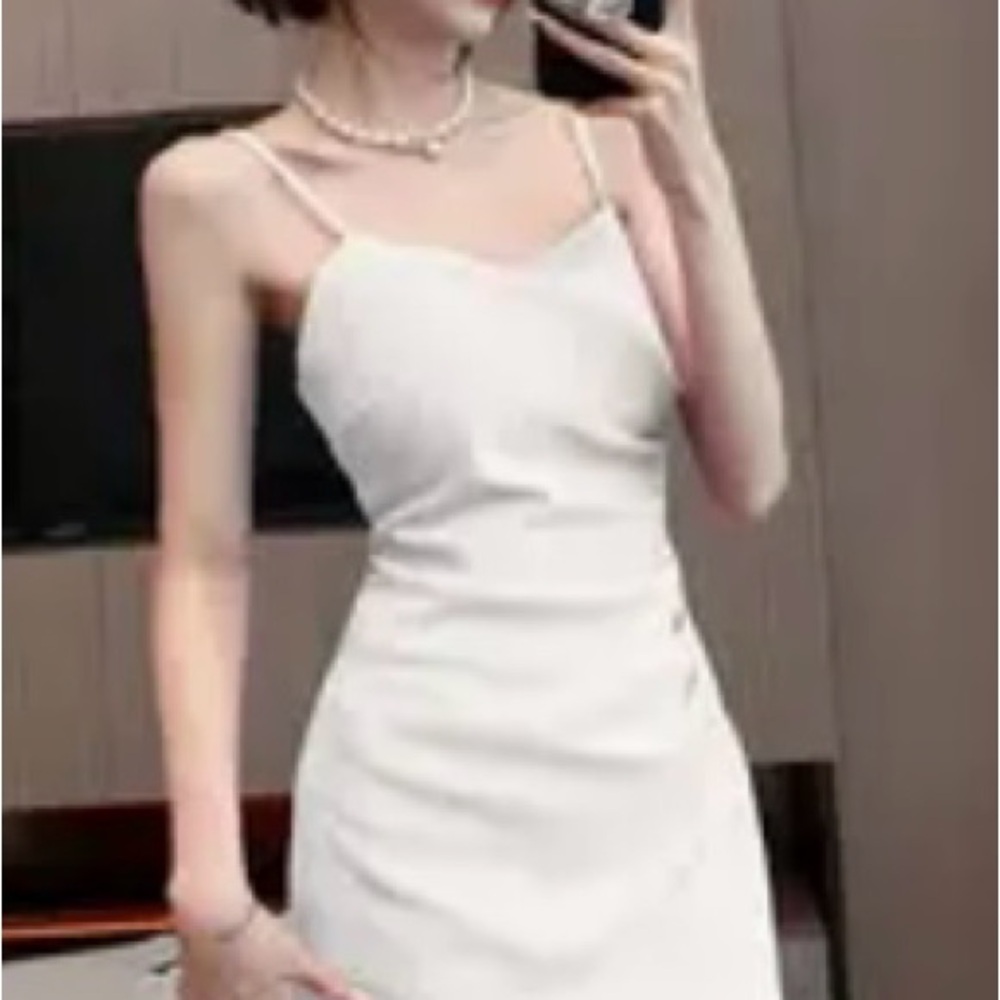 Elegant White Spaghetti Strap Dress